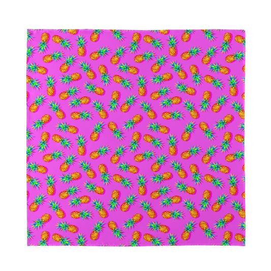 Hot Pink Pineapple Pattern Print Silk Bandana