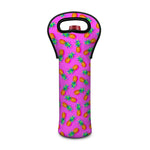 Hot Pink Pineapple Pattern Print Single Neoprene Wine Tote