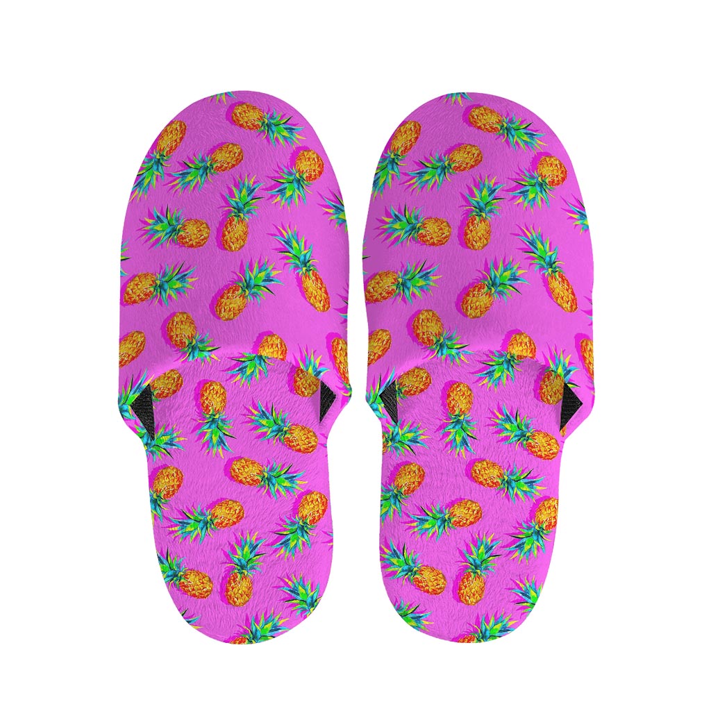 Hot Pink Pineapple Pattern Print Slippers