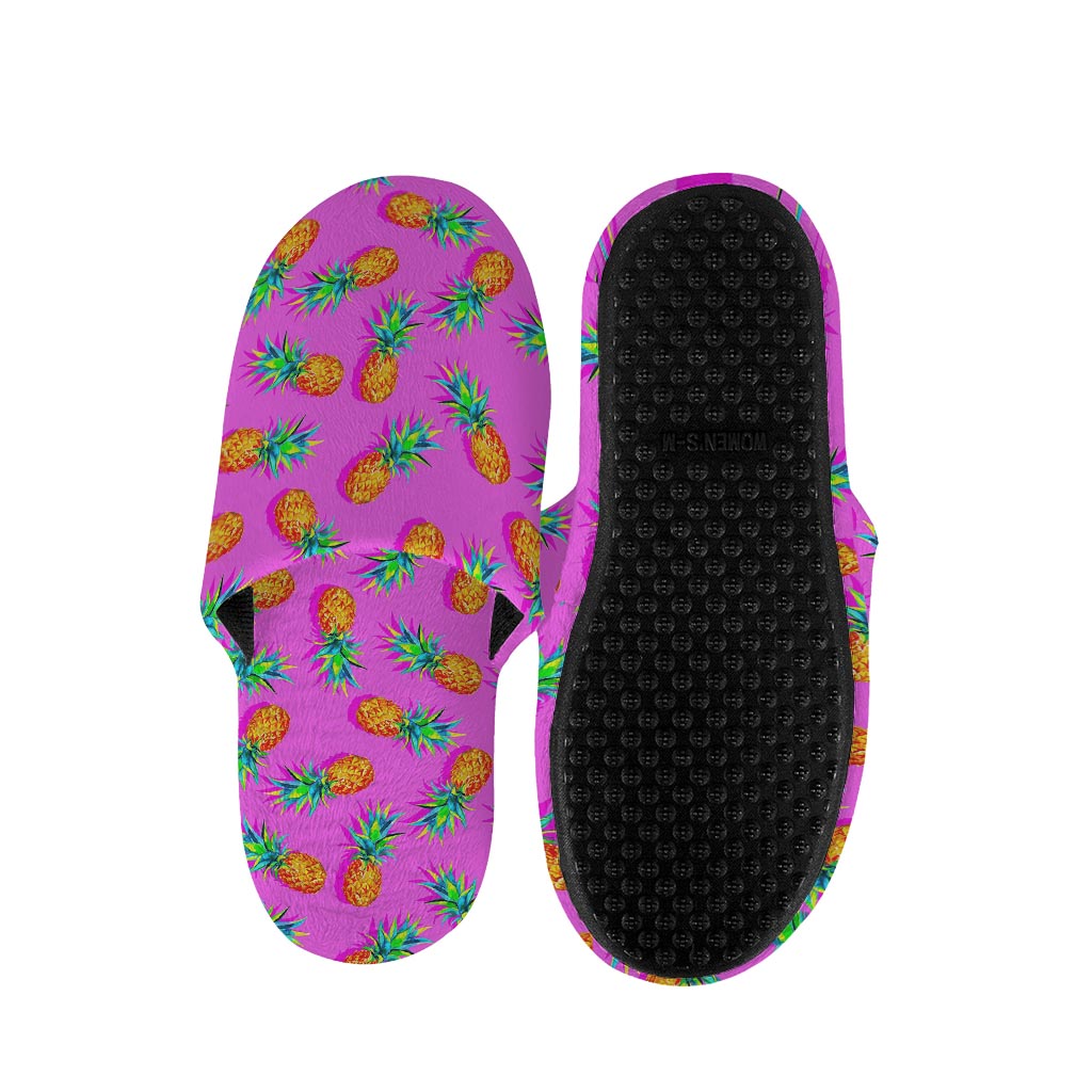 Hot Pink Pineapple Pattern Print Slippers