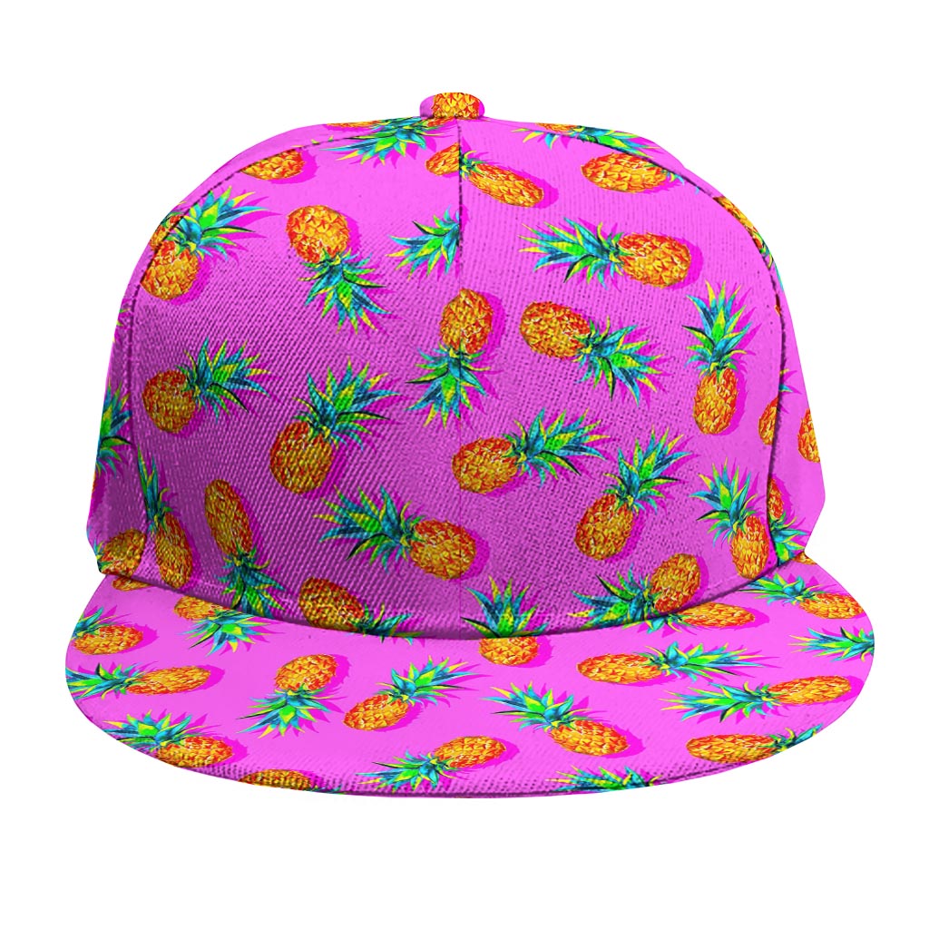 Hot Pink Pineapple Pattern Print Snapback Cap