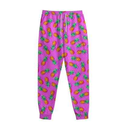 Hot Pink Pineapple Pattern Print Sweatpants