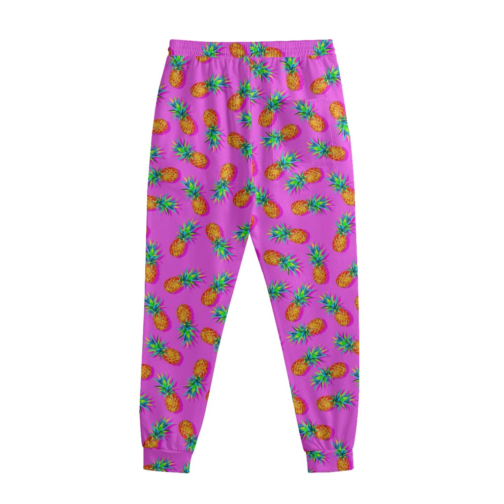 Hot Pink Pineapple Pattern Print Sweatpants