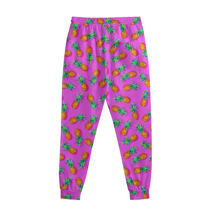 Hot Pink Pineapple Pattern Print Sweatpants