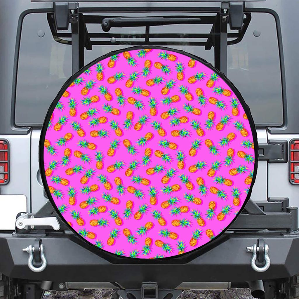 Hot Pink Pineapple Pattern Print Tire Cover