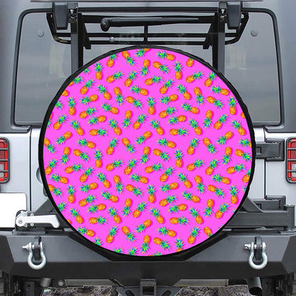 Hot Pink Pineapple Pattern Print Tire Cover