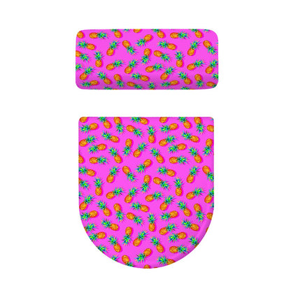 Hot Pink Pineapple Pattern Print Toilet Lid And Tank Cover Set