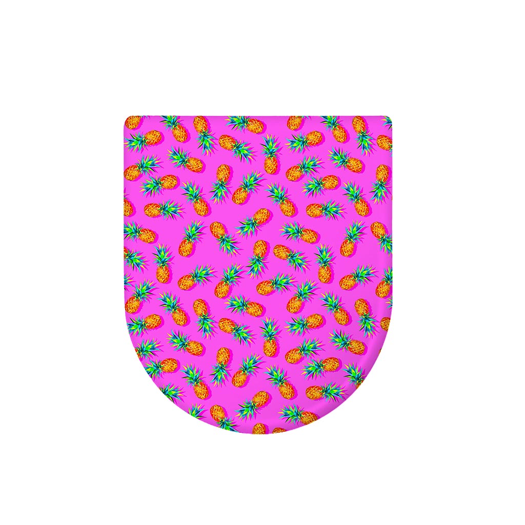 Hot Pink Pineapple Pattern Print Toilet Lid Cover