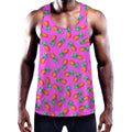 Hot Pink Pineapple Pattern Print Men's Workout Tank Top