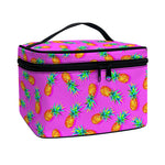 Hot Pink Pineapple Pattern Print Travel Makeup Bag