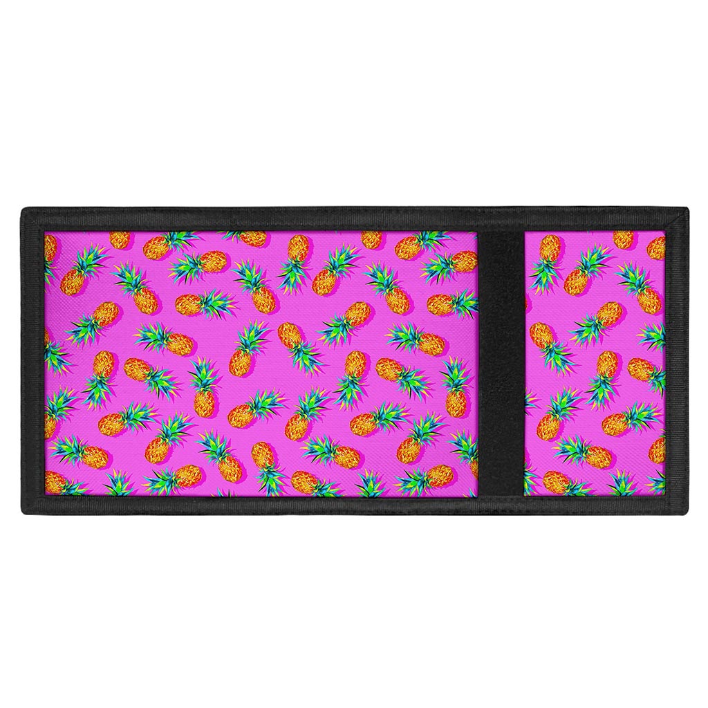 Hot Pink Pineapple Pattern Print Trifold Wallet