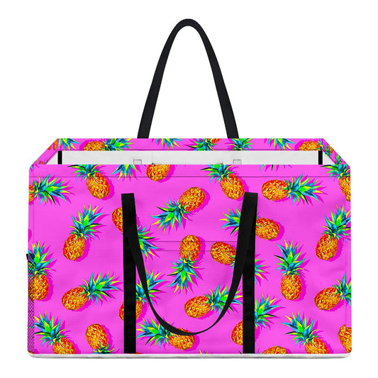 Hot Pink Pineapple Pattern Print Utility Tote Bag