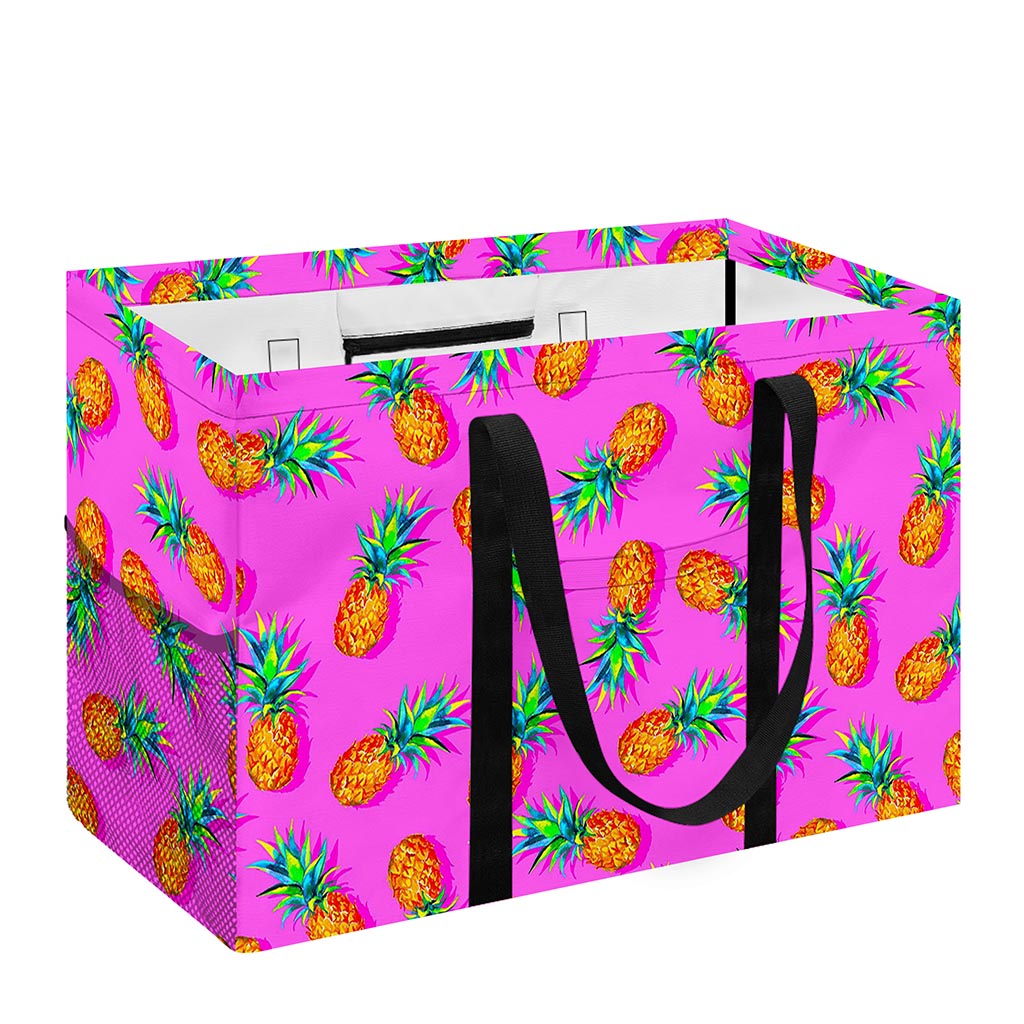 Hot Pink Pineapple Pattern Print Utility Tote Bag