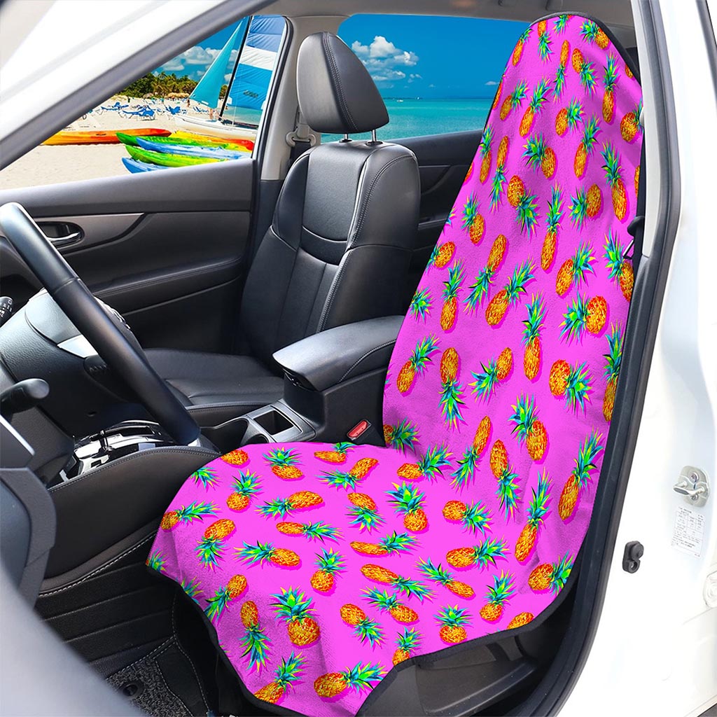 Hot Pink Pineapple Pattern Print Waterproof Car Seat Cover