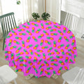 Hot Pink Pineapple Pattern Print Waterproof Round Tablecloth