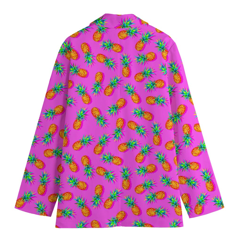 Hot Pink Pineapple Pattern Print Women's Blazer