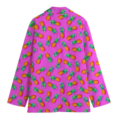 Hot Pink Pineapple Pattern Print Women's Blazer