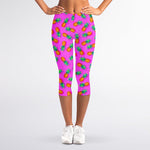 Hot Pink Pineapple Pattern Print Women's Capri Leggings