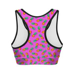 Hot Pink Pineapple Pattern Print Women's Sports Bra