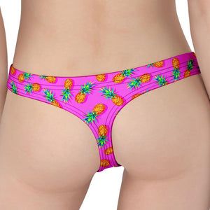 Hot Pink Pineapple Pattern Print Women's Thong