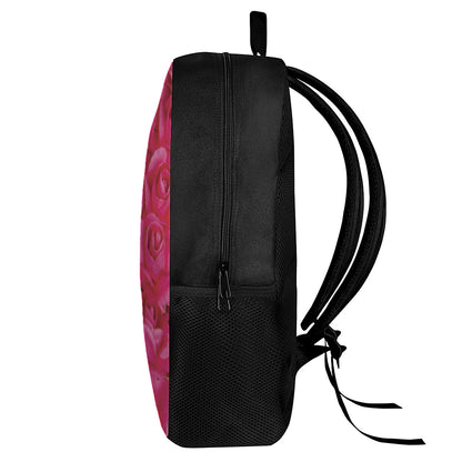Hot Pink Rose Print 17 Inch Backpack