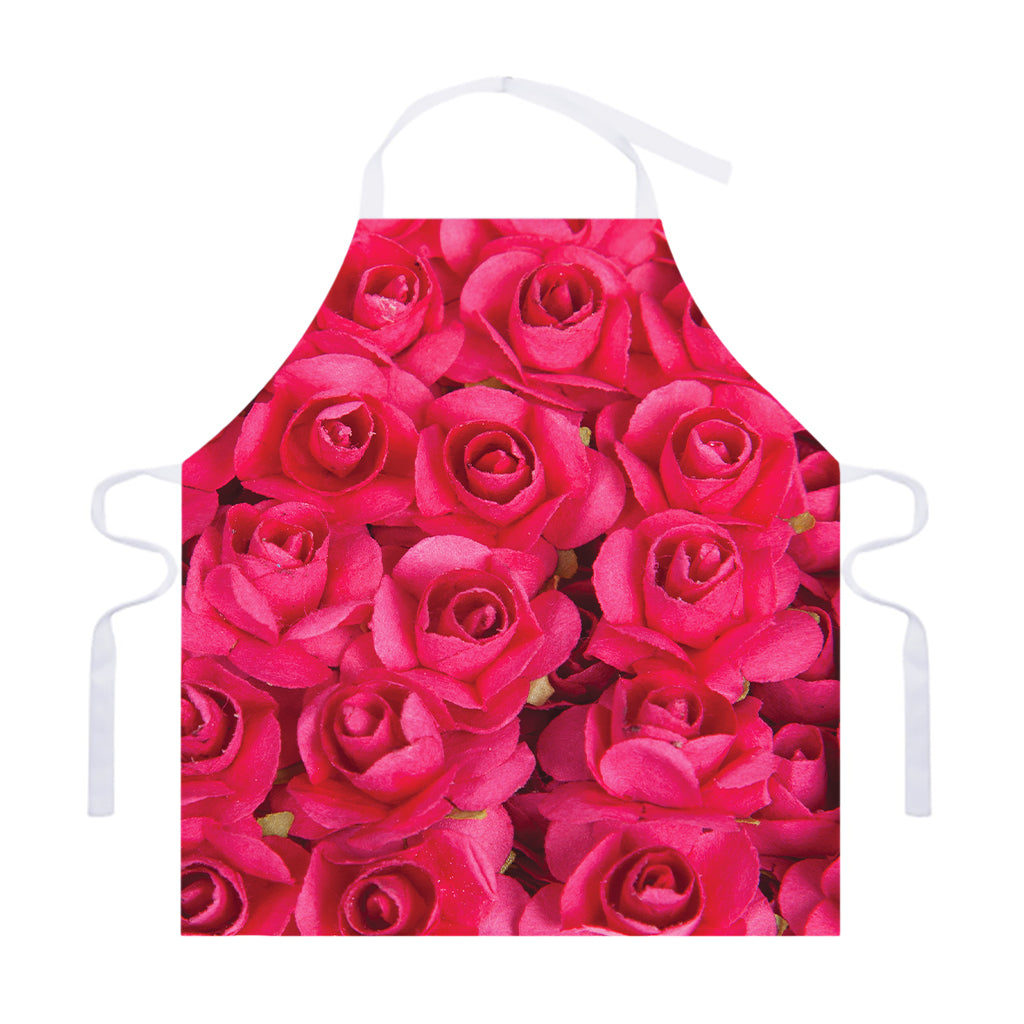 Hot Pink Rose Print Adjustable Apron