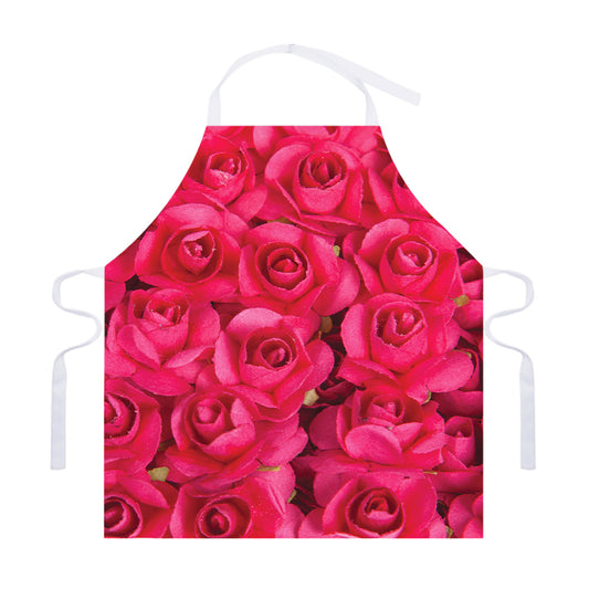 Hot Pink Rose Print Adjustable Apron