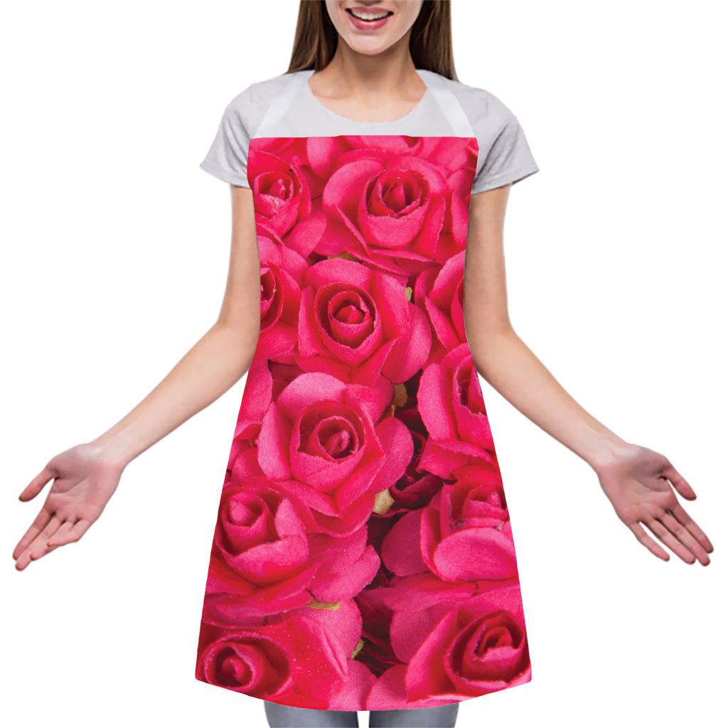 Hot Pink Rose Print Adjustable Apron
