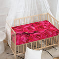Hot Pink Rose Print Baby Crib Sheet