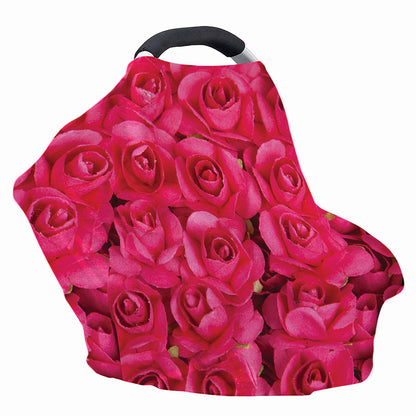 Hot Pink Rose Print Baby Seat Cover