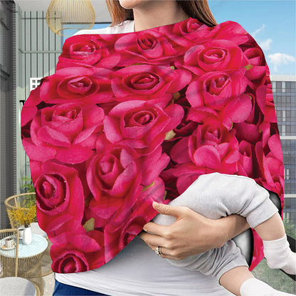Hot Pink Rose Print Baby Seat Cover