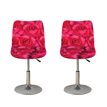 Hot Pink Rose Print Bar Stool Covers