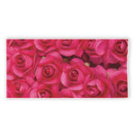Hot Pink Rose Print Beach Towel