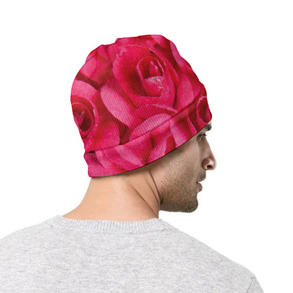 Hot Pink Rose Print Beanie