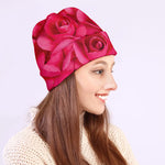 Hot Pink Rose Print Beanie
