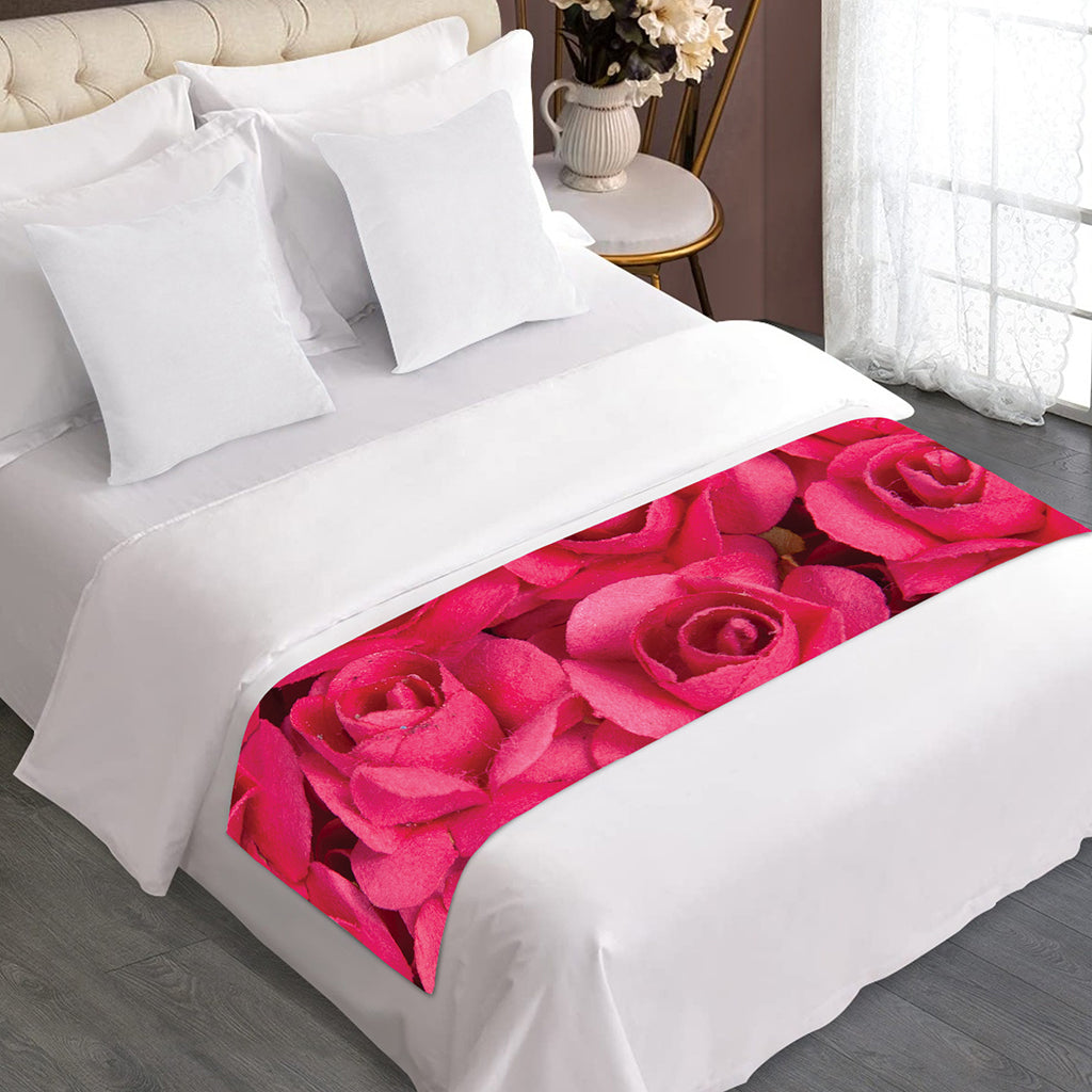 Hot Pink Rose Print Bed Runner