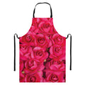 Hot Pink Rose Print Bib Apron With Pocket