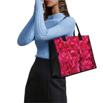 Hot Pink Rose Print Canvas Tote Bag