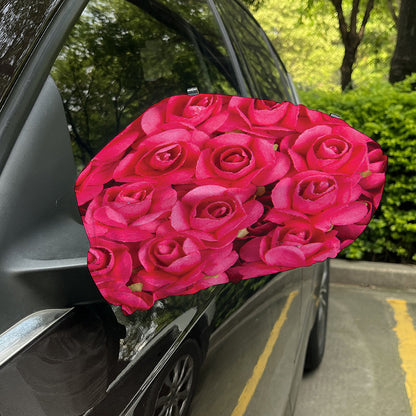 Hot Pink Rose Print Car Side Mirror Covers