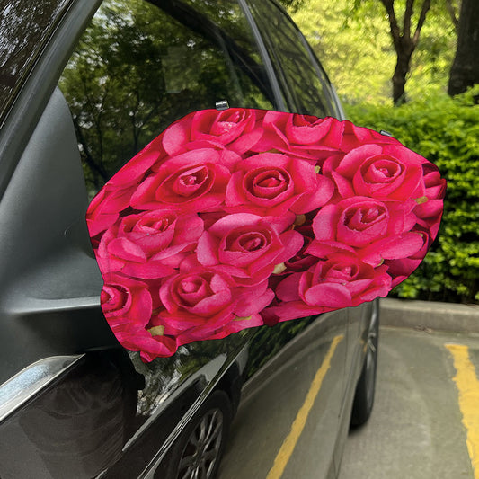 Hot Pink Rose Print Car Side Mirror Covers