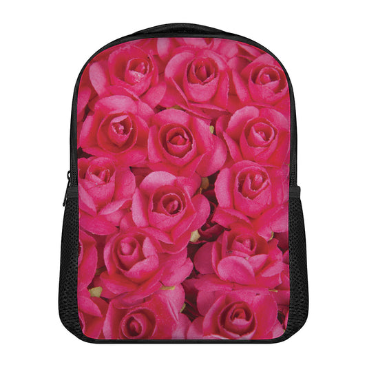Hot Pink Rose Print Casual Backpack