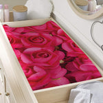 Hot Pink Rose Print Changing Pad Cover