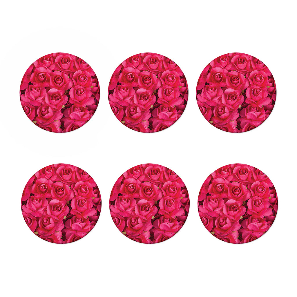 Hot Pink Rose Print Coaster Set
