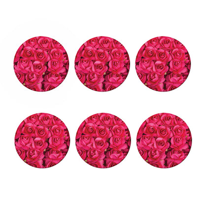 Hot Pink Rose Print Coaster Set