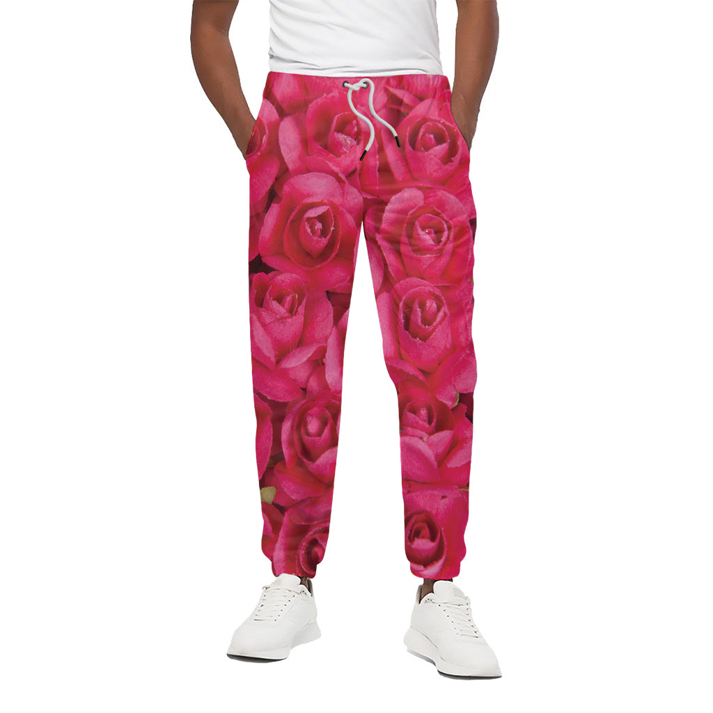 Hot Pink Rose Print Cotton Pants