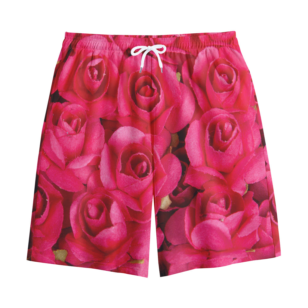 Hot Pink Rose Print Cotton Shorts