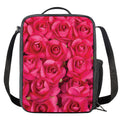 Hot Pink Rose Print Crossbody Lunch Bag