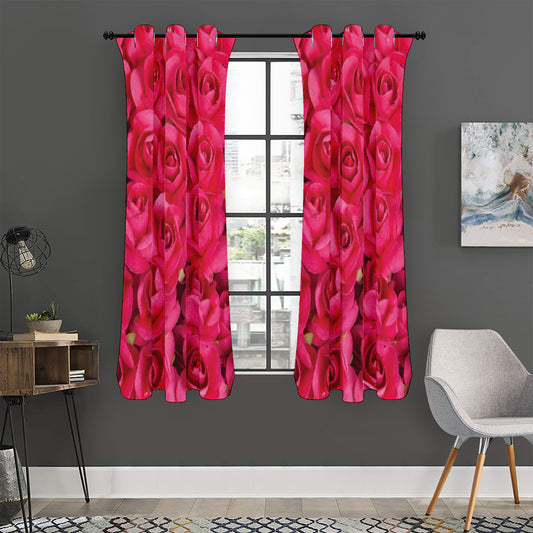 Hot Pink Rose Print Curtain