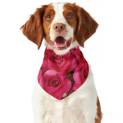 Hot Pink Rose Print Dog Bandana