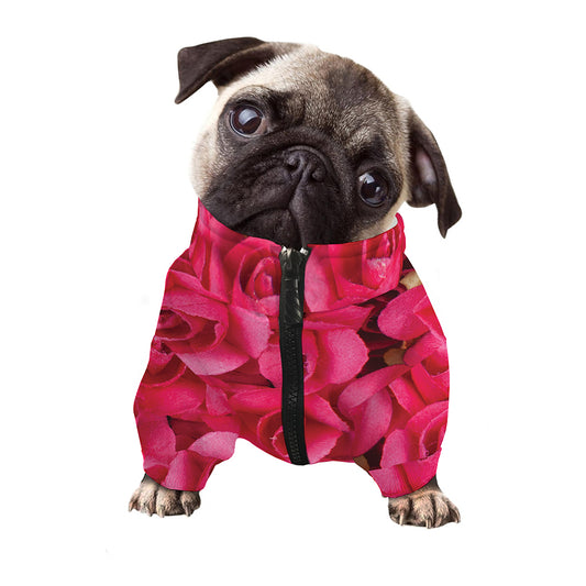 Hot Pink Rose Print Dog Zip Up Jacket